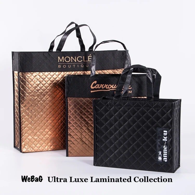 Gold Quilted Pattern Film Laminated Shopping Bag